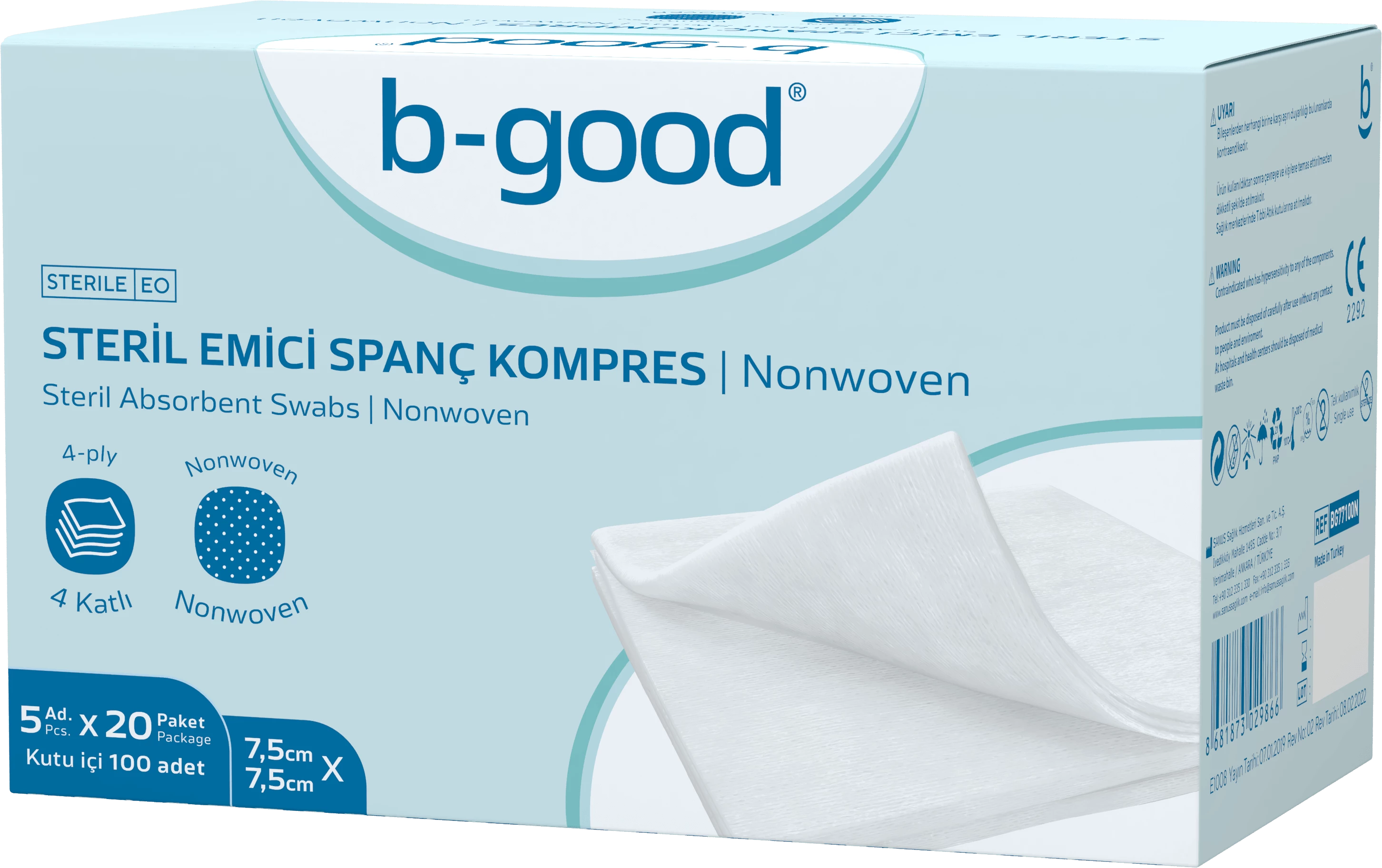 B-good Steril Emici Spanç Kompres | Nonwoven 100ad.