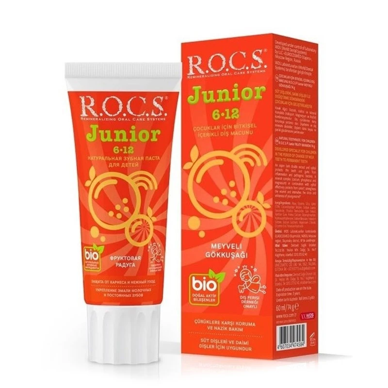 Rocs Junior 6-12 Yaş Çocuklar için Diş Macunu ( Meyveli Gökkuşağı ) 60 ml