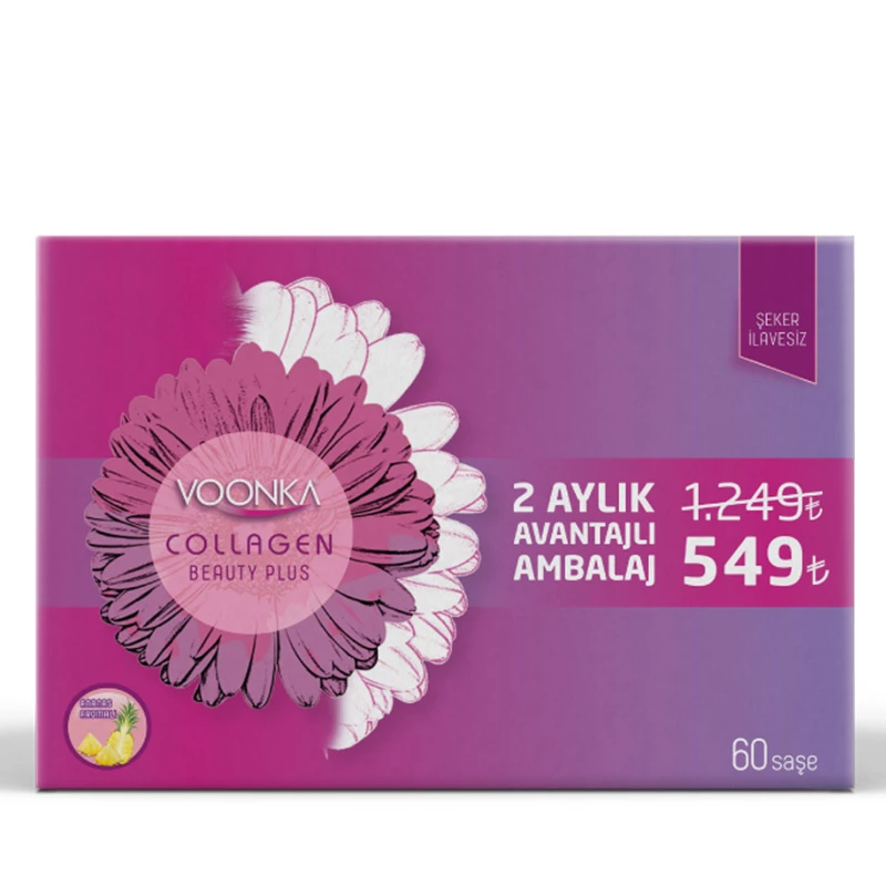 Voonka Collagen Beauty Plus Kollajen ve Hyaluronik Asit 60 Saşe