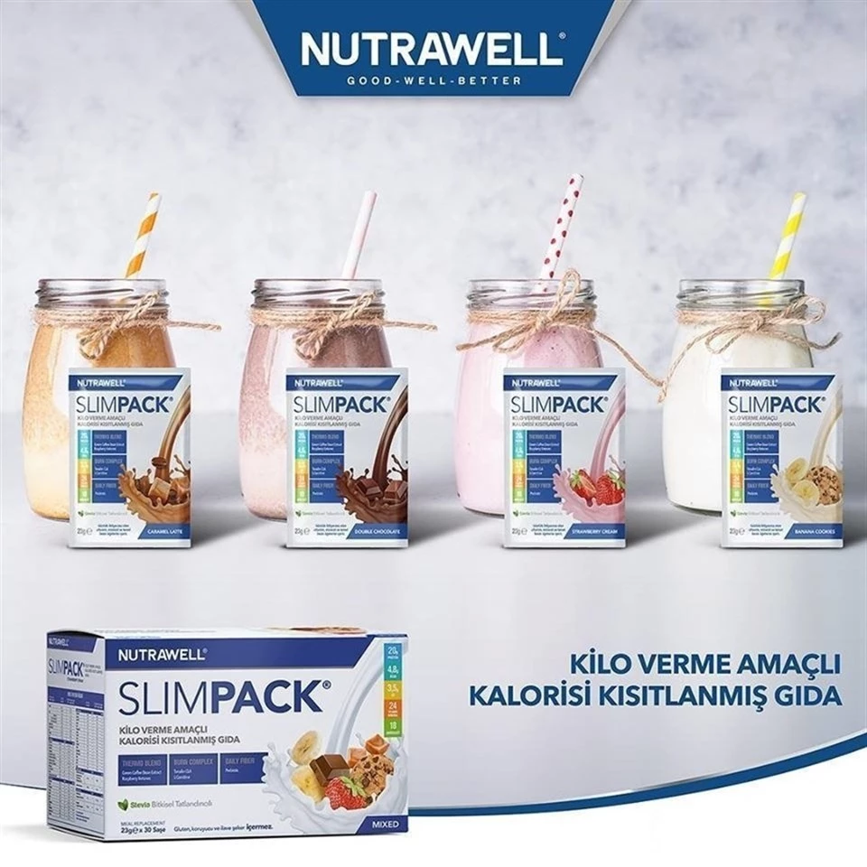 Nutrawell Slimpack Strawberry Cream 22 gr x 30 Şase