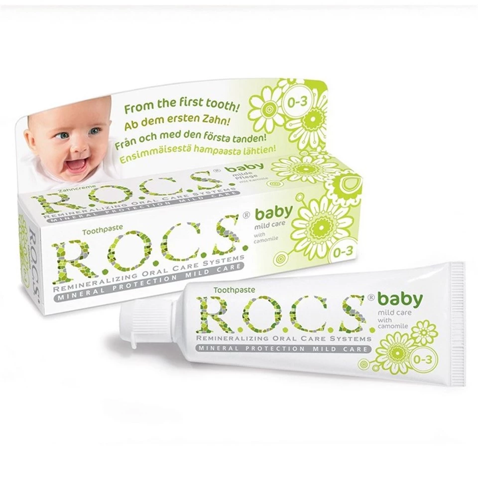 ROCS Baby 0-3 Yaş Papatya Özlü Yutulabilen Diş Macunu 35 ml