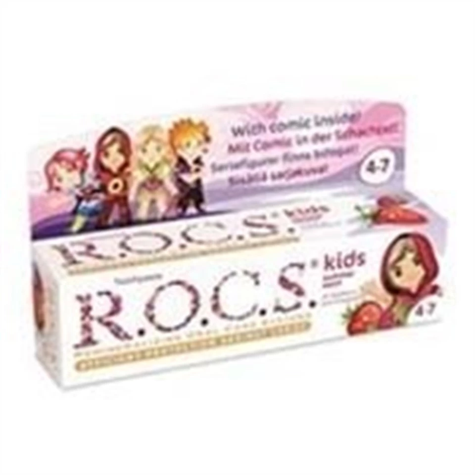 ROCS Kids 4-7 Yaş Meyveli Çocuk Diş Macunu 35ml (Ahududulu-Çilekli)