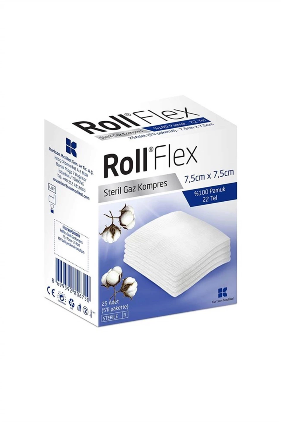 Roll Flex Gaz Kompres 7,5 cm x 7,5 cm 25'li
