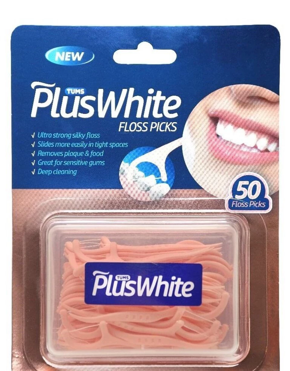 Tums Plus White Floss Pick - Diş İpi Kürdanlı 50 lik