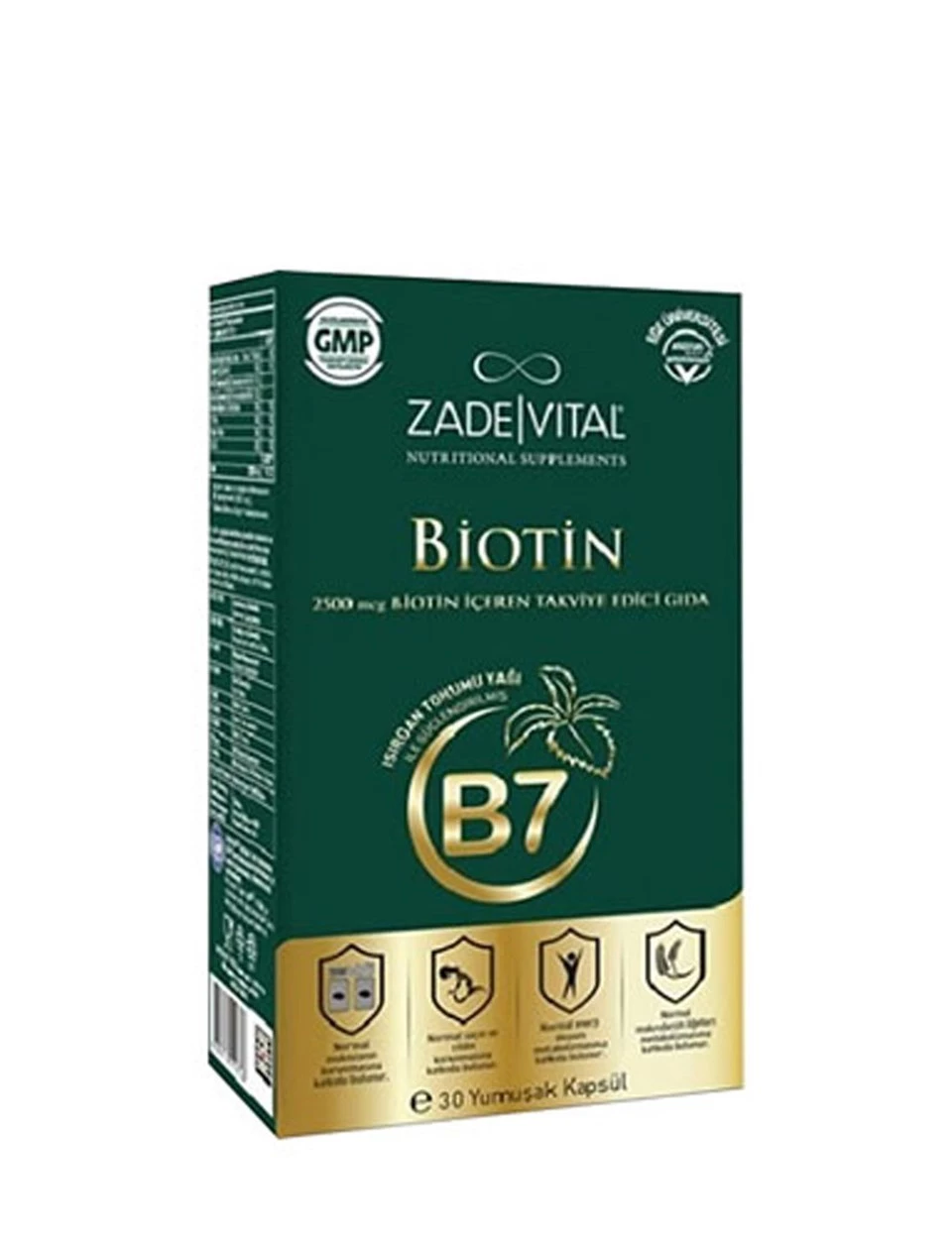 Zade Vital Biotin B7 Isırgan Tohum Yağı 30 Kapsül
