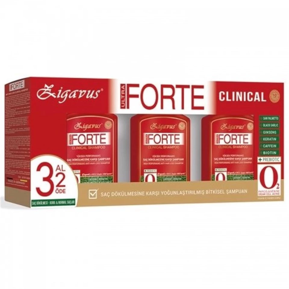 Zigavus Forte Ultra Clinical Saç Dökülmesine Karşı Bakım Şampuanı 3 Al 2 Öde Kuru ve Normal Saçlar